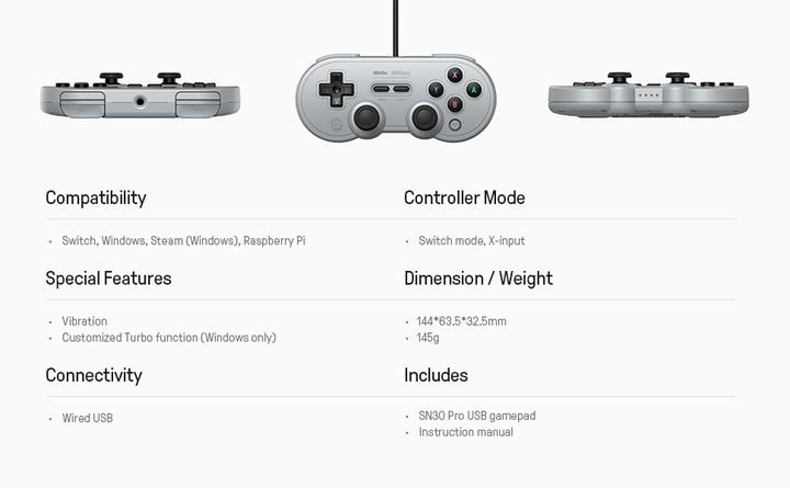 Valori nutrizionali e ingredienti 8bitdo SN30 Pro (PC, Switch)