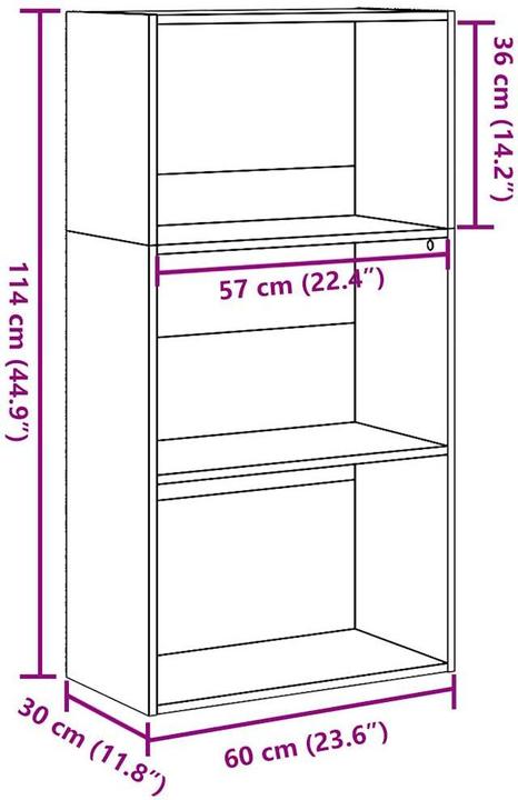 Actual product image VidaXL Bücherregal Regal Standregal Büroregal Aufbewahrungsregal Altholz-Optik (60 x 30 x 114 cm)