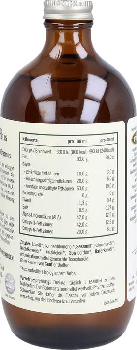 Nutritional values and ingredients Udo's Choice Organic vegetable oil (1 Piece, Liquid, 810 g)