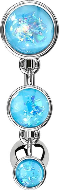 Immagine prodotto Star Piercing Banana in argento con ciondolo tre scudi opale blu glitterato (Acciaio chirurgico 316L, Ottone)