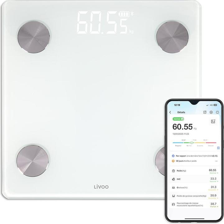 Image du produit Livoo Angeschlossene Personenwaage mit Impedanzmesser (180 kg)