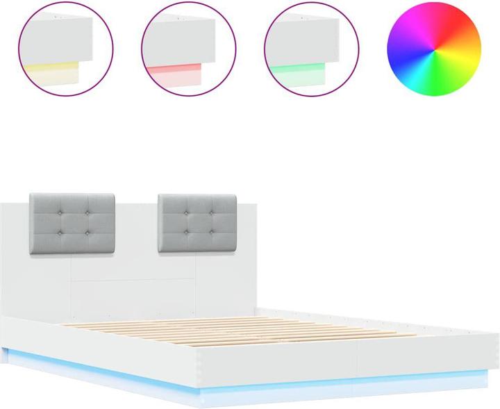 Produktbild VidaXL Bettgestell mit Kopfteil und LED-Leuchten (120 x 200 cm)