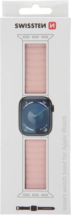 Produktbild Swissten Silicone Band for Apple Watch - Magnetic 42/44/45/49 mm Pink/Cappuccino (Silikon)