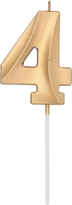 Produktbild Folat Kerze Glamour Ziffer / Zahl 4 Gold Metallic