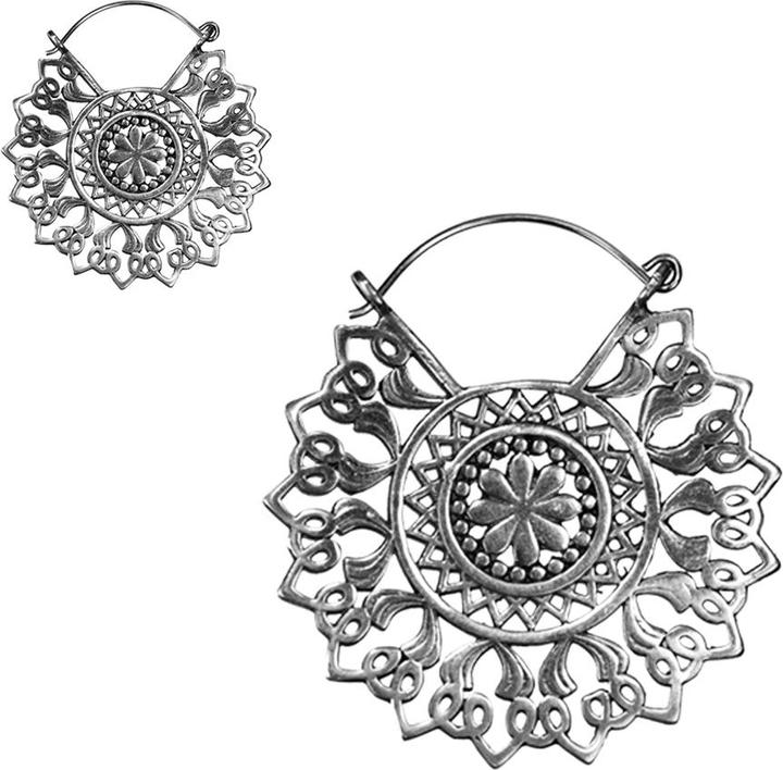 Produktbild Star Piercing Ohrring silber Sonne mit Blume (Messing)