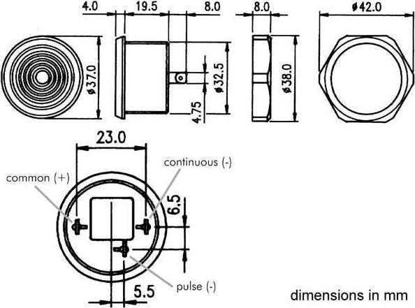 Actual product image Velleman Buzzer SV5 with screw connection 12V