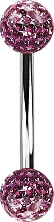 Immagine prodotto Star Piercing Banana argento con due sfere di cristallo viola chiaro Strato protettivo epossidico (Acciaio chirurgico 316L)