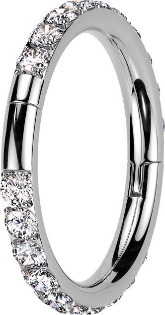 Produktbild Star Piercing Micro Segmentring klappbar silber seitlich Kristalle silber zwei Unterbrüche (ohne Messing, Titan G23)