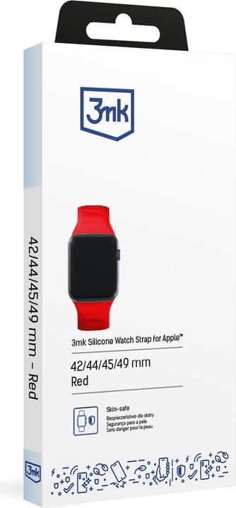 Image du produit 3MK Silicone Watch Strap czerwony/red dla Apple Watch 42/44/45/49mm (Silicone, Acier inoxydable, 3, 4, 9, Extrémiste)