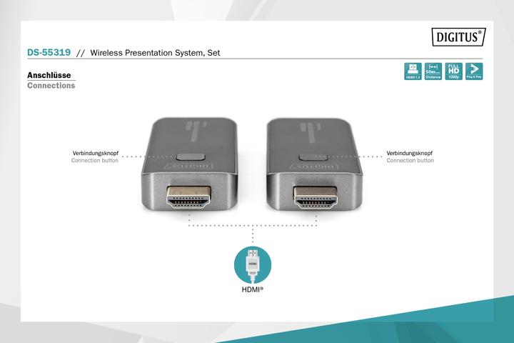 Immagine prodotto Digitus Set di sistemi di presentazione wireless (50 m, HDMI 1.4a)
