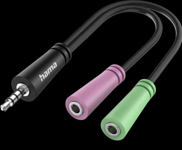 Produktbild Hama Audio-Adapter, 4pol. 3,5-mm-Klinke-Stecker - 2x 3pol. 3,5-mm-Klinke-Headset