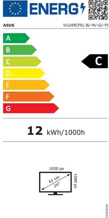 Energy Label ASUS Eye Care VU249CFE-G 60.45cm (16:9) FHD HDMI (1920 x 1080 pixels, 23.80")