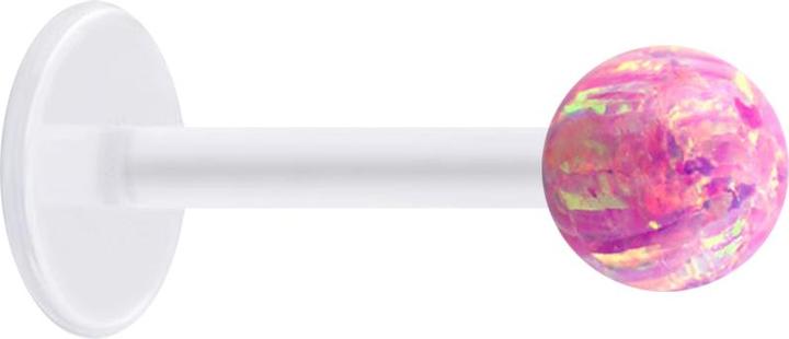 Star Piercing Micro Labret transparent mit Kugel Opal pink (ohne Messing, Bioflex)