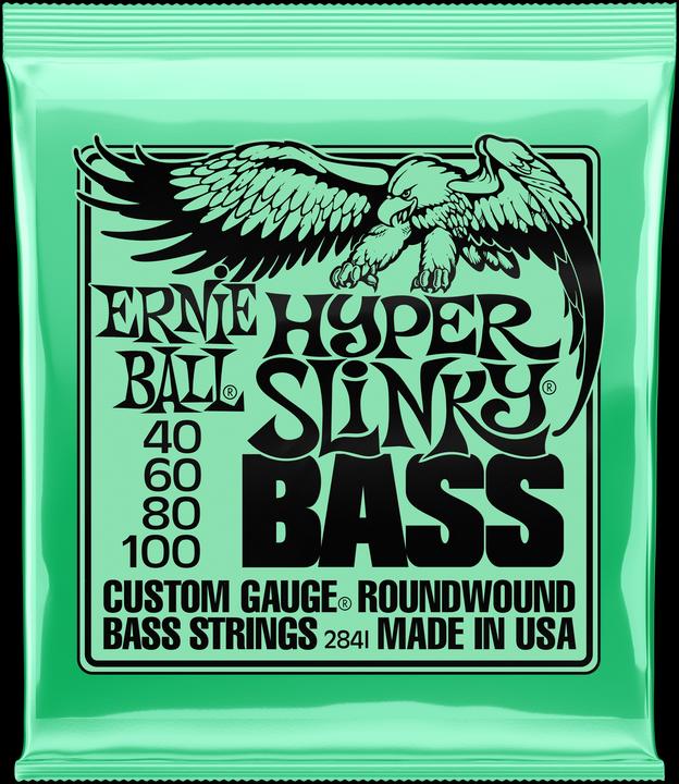 Ernie Ball Set di corde per basso elettrico, Slinky, Hyper 40-100 (4 x, Basso elettrico, 0.10")