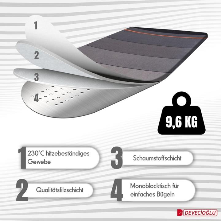 Produktbild Harbinger Bügelbrett, Bügeleisen Ablage, Bügelbrettbezug 43x150cm, Höhe 60-90cm, Grau (150 x 43 cm)