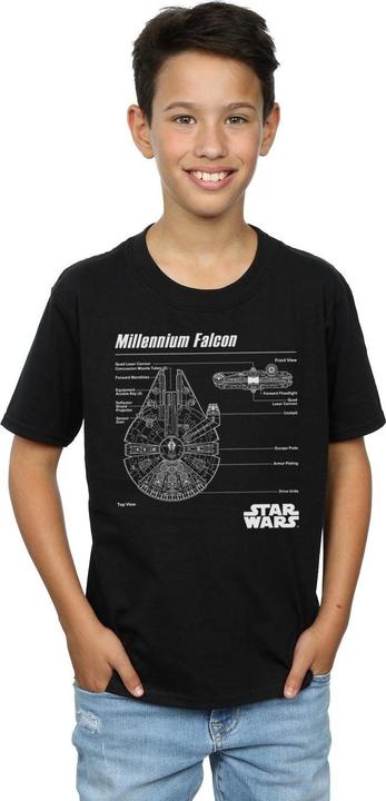 Image du produit Star Wars - T-shirt MILLENNIUM FALCON BLUEPRINT - Garçon (140, 146)