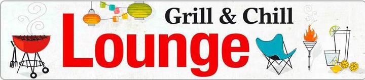 Blechschild Grill & Chill Lounge (46 x 10 cm)