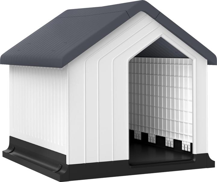 Actual product image PawHut Hundehütte Kunststoff Grau+Weiss (Dog house)