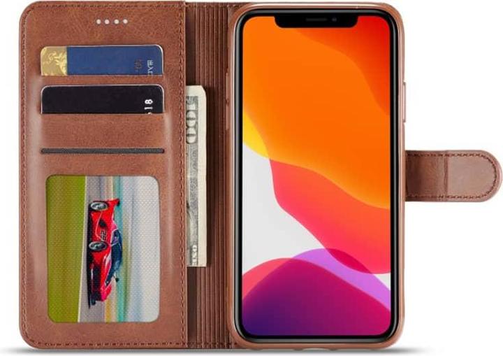 Produktbild LC.Imeeke iPhone 16e - Wallet Etui mit 3 Kartenfächern & Magnetverschluss, Braun (Apple iPhone 16e)
