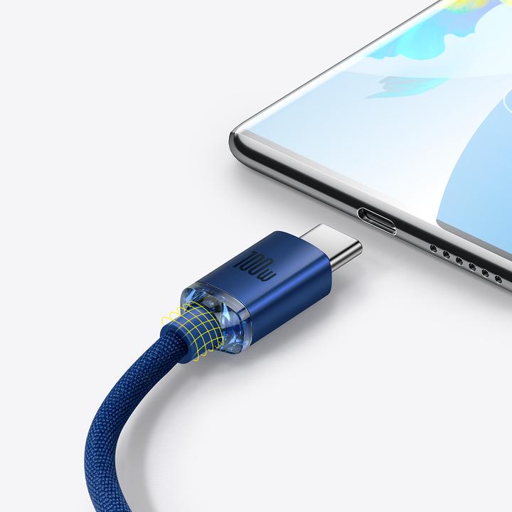 Immagine prodotto Baseus Crystal Shine Series Fast Charging Data Cable USB to Type-C 100W 2m Blue (2 m, USB 2.0)