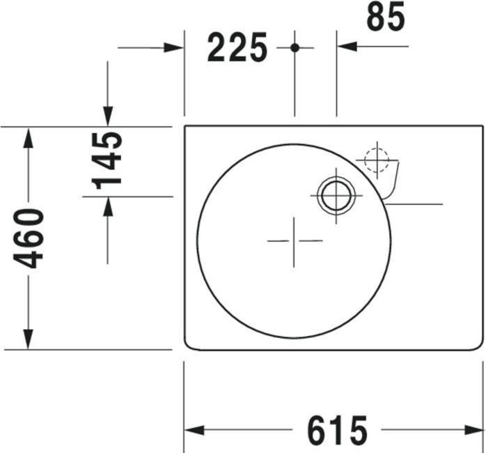 Produktbild Duravit Universalbecken SCOLA m ÜL HLB 615x460mm 1 HL Be links weiss (460 mm, 615 mm)
