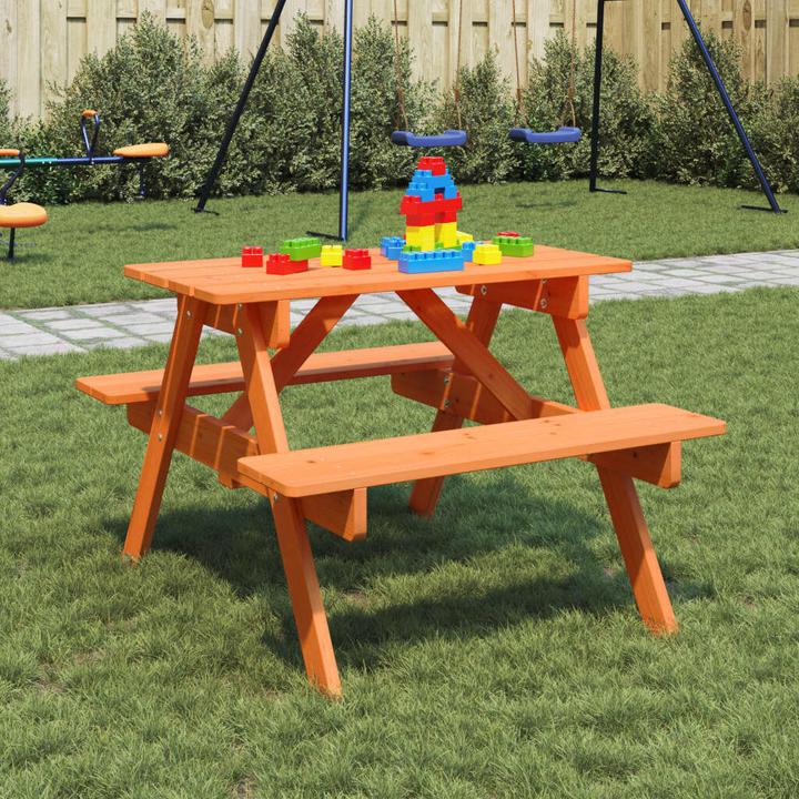 VidaXL Tavolo da picnic per 4 bambini con foro per l'ombrello