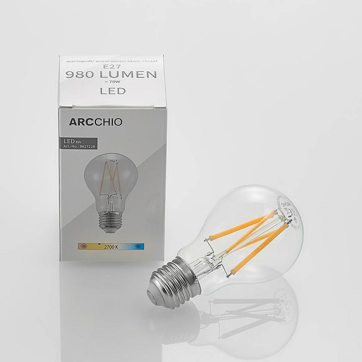 Immagine prodotto Arcchio Lampada LED E27 8W 2.700K filamento, dimmerabile, chiaro (E27, 8 W, 980 lm, 1 x, E)