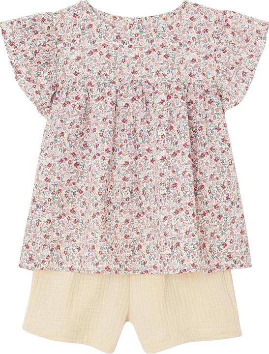 Actual product image Vertbaudet Girls' set: floral blouse & muslin shorts (158)