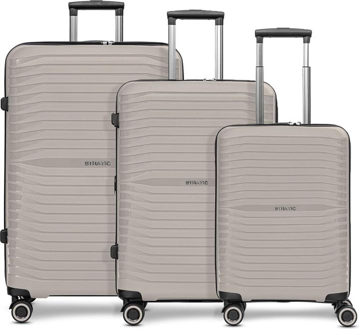 Actual product image Stratic Shine 4-wheel suitcase set 3-piece with stretch fold (193 l, XL (from 140l))