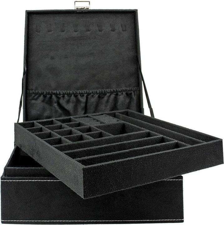 Produktbild JTI Schmuckschatulle, Wildleder - Schwarz, 26 x 26 cm