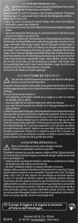 Valeurs nutritives et ingrédients Schwarzkopf Brillance Crème de couleur intense 878 Brun cendré foncé (878 Brun cendré foncé)