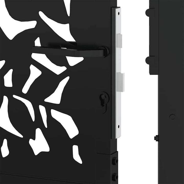 Actual product image VidaXL Garden gate black 105x105 cm steel leaf design fence gate outdoor gate
