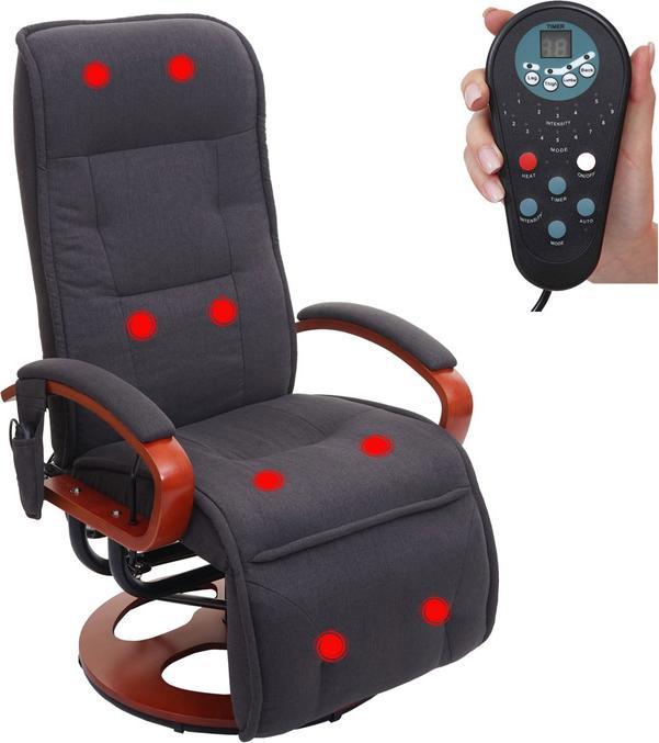 Swisshandel24 Relaxliege ARLES II, Relaxsessel Massagesessel, MIT Massage Stoff/Textil - dunkelgrau