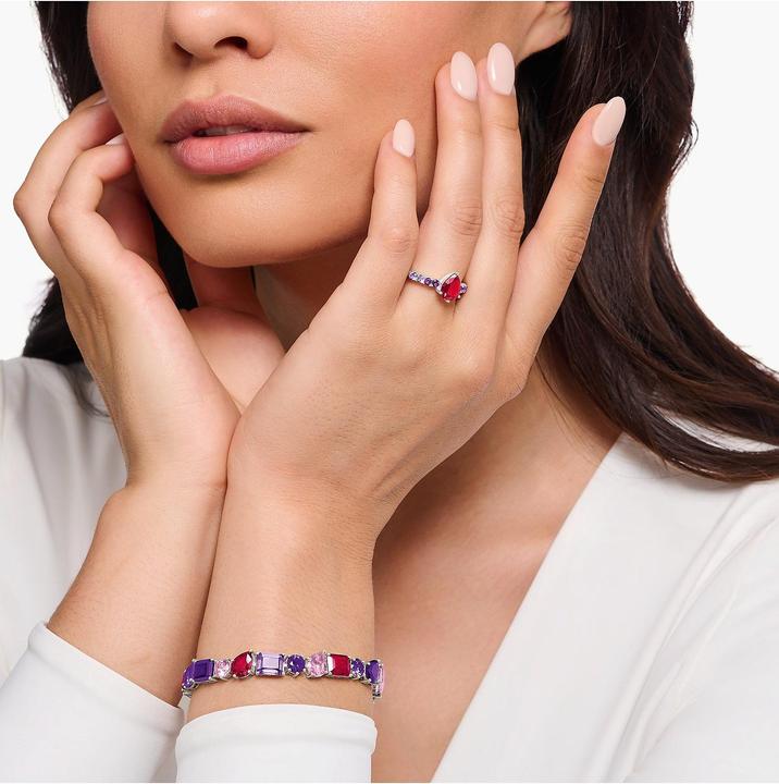 Actual product image Thomas Sabo Solitaire ring with drop-shaped red stone silver (54, 925 Silver)