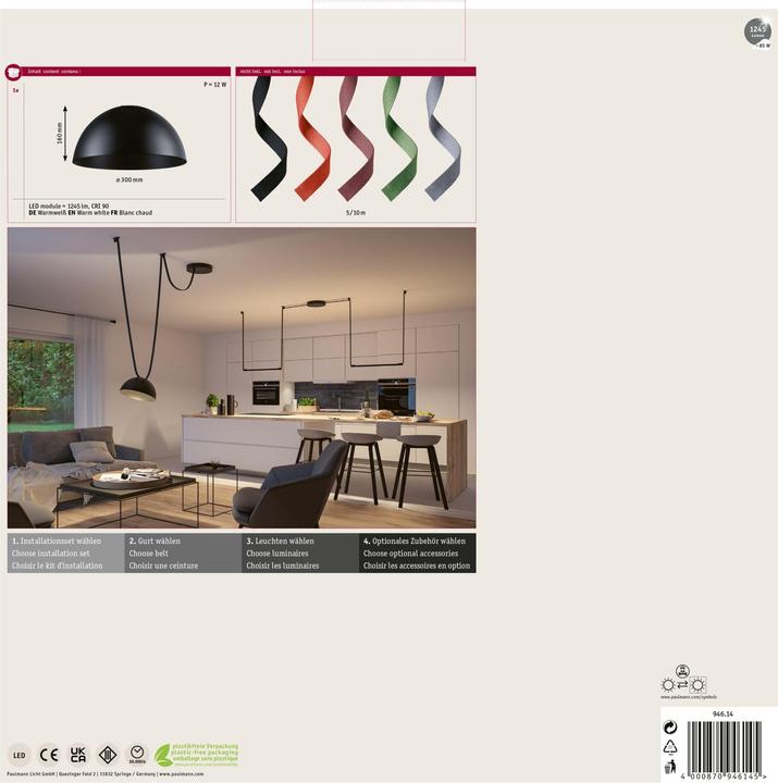 Produktbild Paulmann Gurt-System ULine Pendel Bol (1245 lm)