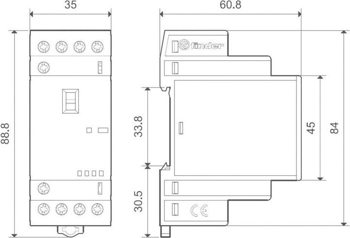 Actual product image Finder Installation contactor 22 series, 25 A 22.34.0.012.4340 4 NO contacts (30/110/220 V) 25/5/1 A