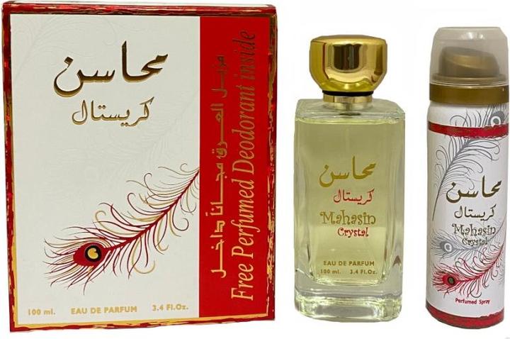 Produktbild Lattafa Perfumes Lattafa - Mahasin Crystal - EDP 100 ml + deodorant ve spreji 75 ml (Eau de Parfum, 100 ml)