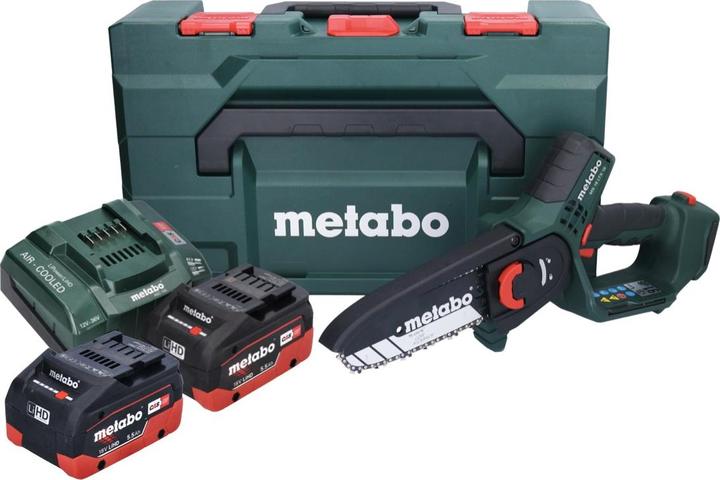 Produktbild Metabo MS 18 LTX 15 Akku Gehölzsäge 18 V 15 cm 5 m/s + 2x Akku 5,5 Ah + Ladegerät + metaBOX (Akku Kettensäge)