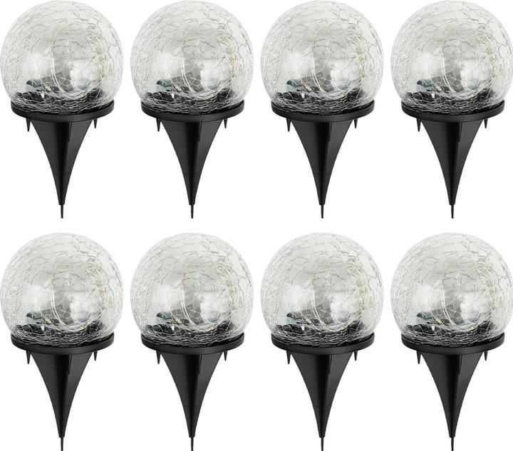 Immagine prodotto HI Solar-Kugelleuchten Crackle Glas mit Erdspiess, 8er-Set