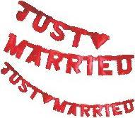 Produktbild Party Buchstaben-Kette "Just married" rot, 170 cm