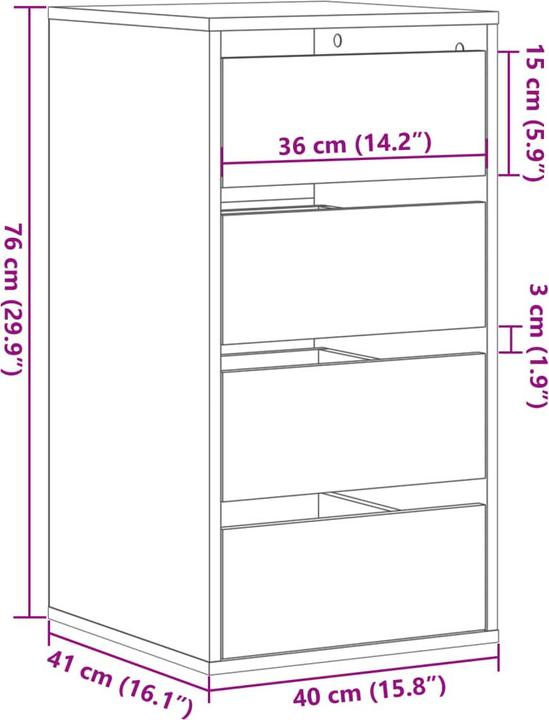 Actual product image VidaXL Chest of drawers (40 x 41 x 76 cm)