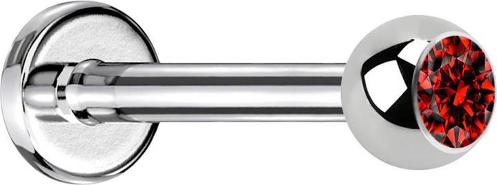 Actual product image Star Piercing Labret silver with ball crystal red (Surgical steel 316L, without brass)