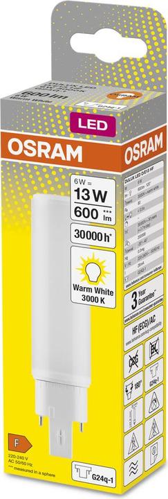 Produktbild Osram Dulux D/E (G24q-1, 6 W, 600 lm, 10 x, F)