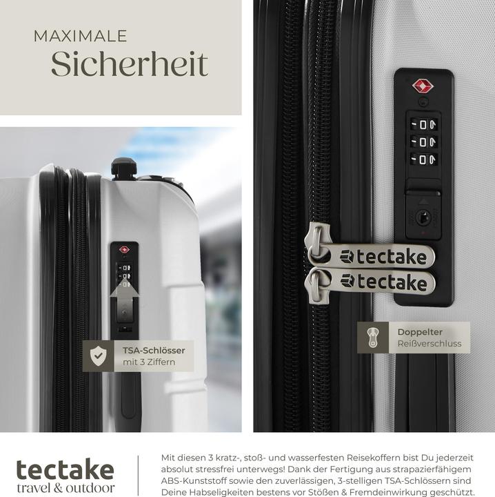 Immagine prodotto tectake Set di valigie rigide Brice 3 pz., lucchetto TSA (111 l, M (50 - 90l), L (90 - 115l), XL (da 115l))