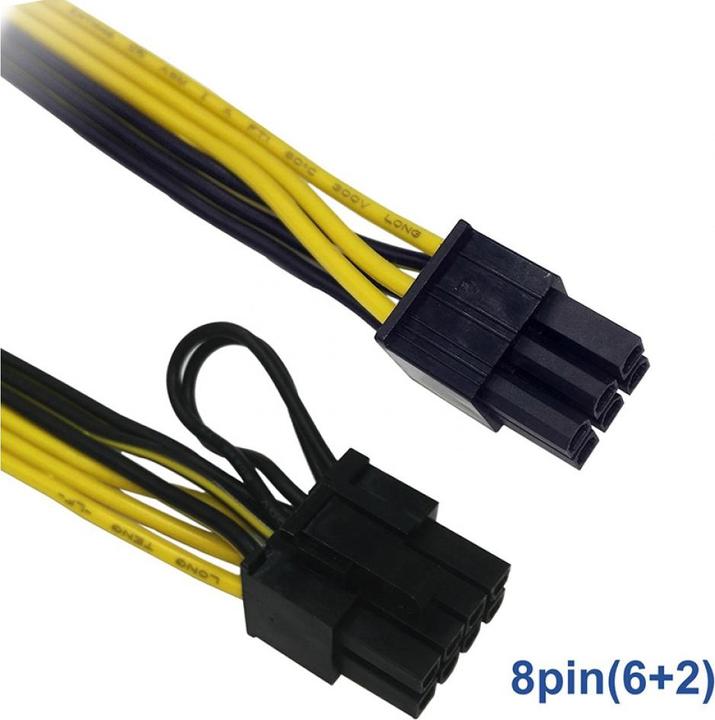 Produktbild PowerGuard PCI-E 6-Pin (male) zu 8-Pin (male) GPU Power Stromkabel 0.5m