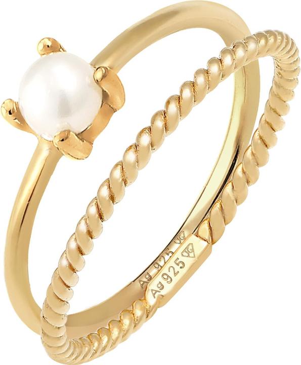 Produktbild Elli PREMIUM Ring Ring Set Perle Twisted 925 Silber (56, 925 Silber)