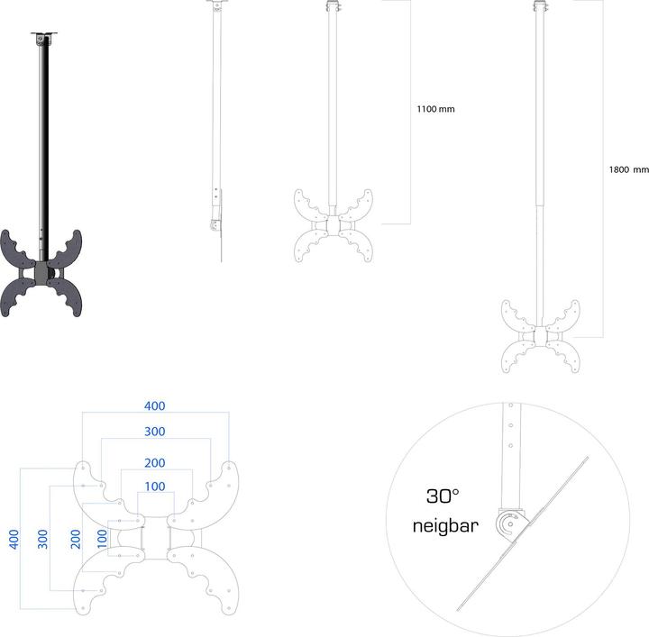 Produktbild VCM Universal TV Deckenhalterung B-DX400 (Decke, 55", 40 kg)