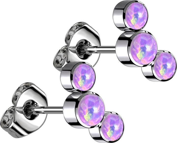 Produktbild Star Piercing Threadless Ohrstecker silber drei Opale violett (Titan G23, ohne Messing)