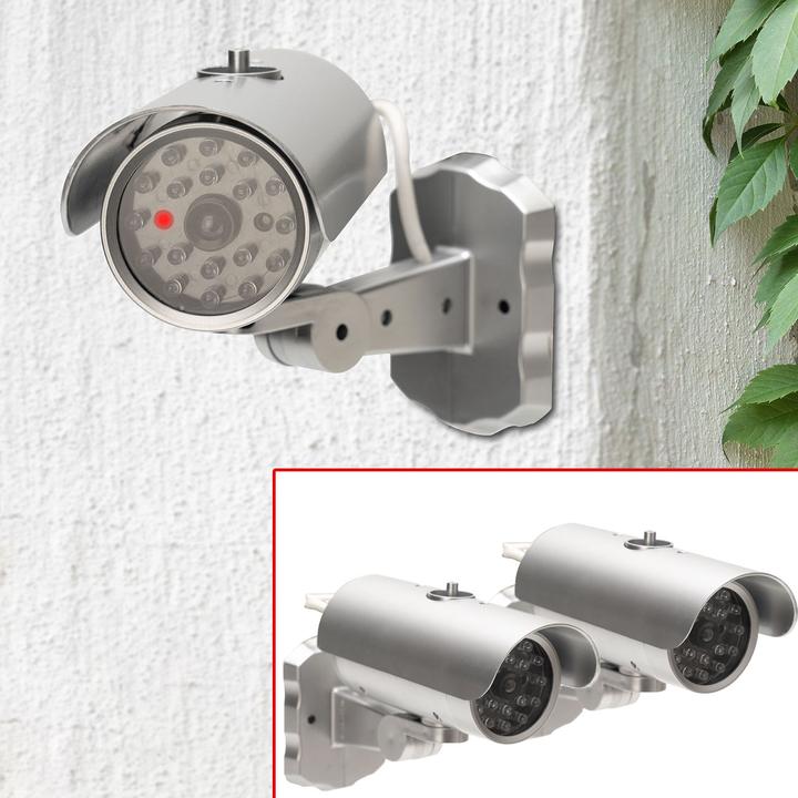 Produktbild Casativo 2er-Set Überwachungskamera Attrappe Bewegungssensor & rotem Blinklicht, Batteriebetrieb