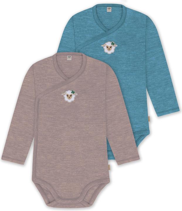 Normani 2er Pack Bio Baby-Body Langarm Wickelbody aus Merinowolle für Junge und Mädchen - 9353